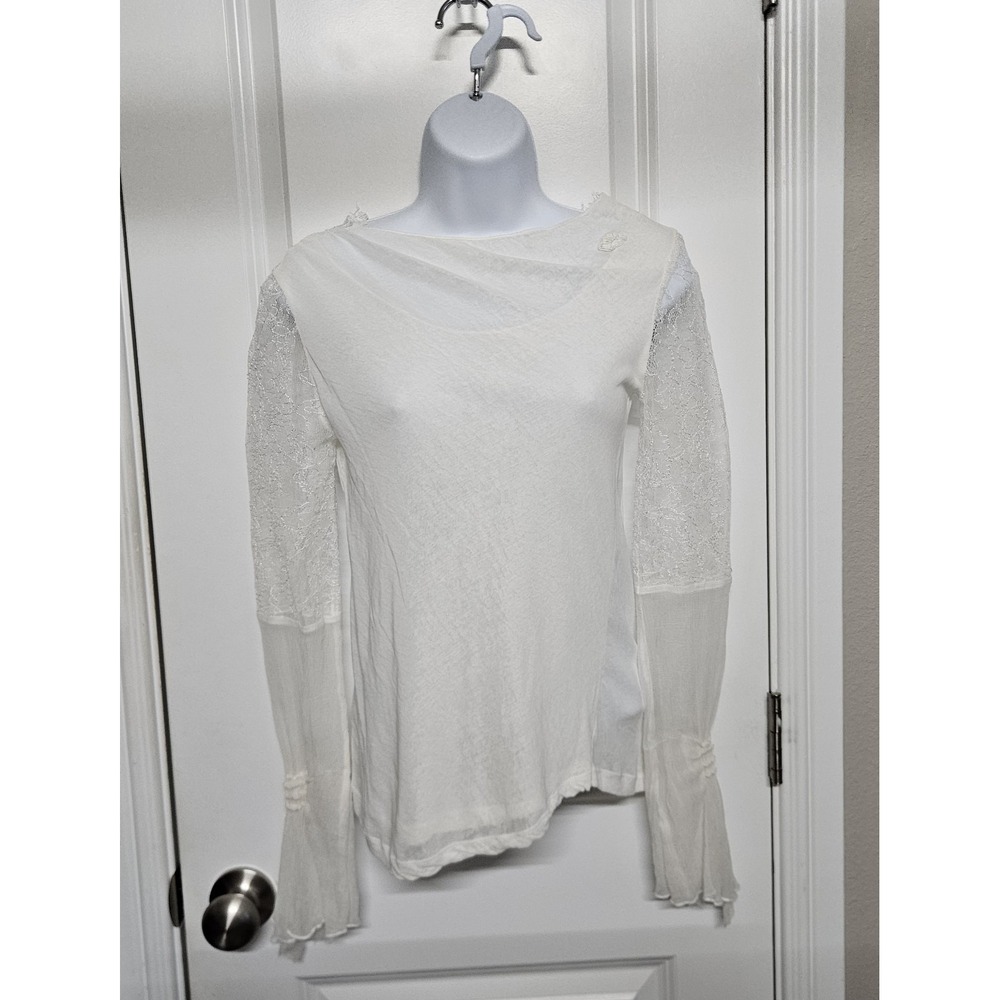 NINA RICCI Lace Blouse Cream  Womens Small  Sz 4